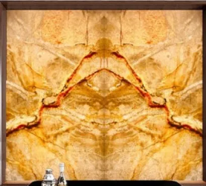 Tranh Đá Đối Xứng Onyx Xuyên Sáng Ốp Tường Màu Vàng 004