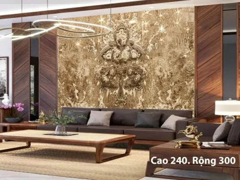Tranh Đá Đối Xứng Onyx Óp Tường Màu Nâu Đậm 