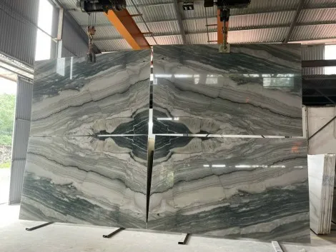Tranh Đá Đối Xứng Thạch Anh Ốp Tường Màu Đen