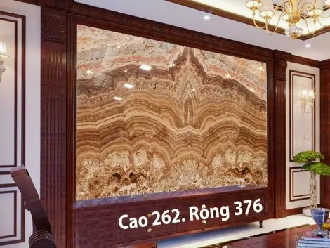 Tranh Đá Đối Xứng Onyx Xuyên Sáng Ốp Tường Màu Nâu  003