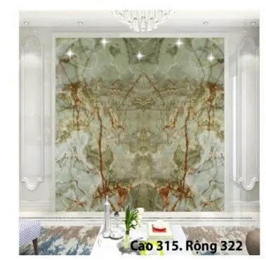 Tranh Đá Đối Xứng Thạch Anh Xuyên Sáng Màu Xanh 004