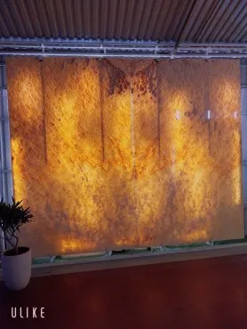 Tranh Đá Đối Xứng Onyx Xuyên Sáng Ốp Tường  Màu Vàng 008
