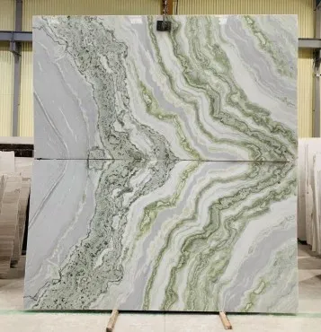 Tranh Đá Đối Xứng Onyx Xuyên Sáng Ốp Tường Màu Xanh Dương 002