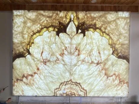 Tranh Đá Đối Xứng Onyx Xuyên Sáng Ốp tường Màu Trắng 005