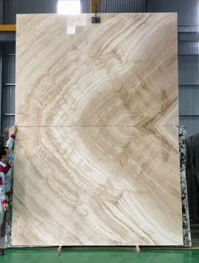 Tranh Đá Đối Xứng Onyx Xuyên Sáng Ốp Tường Vân Gỗ