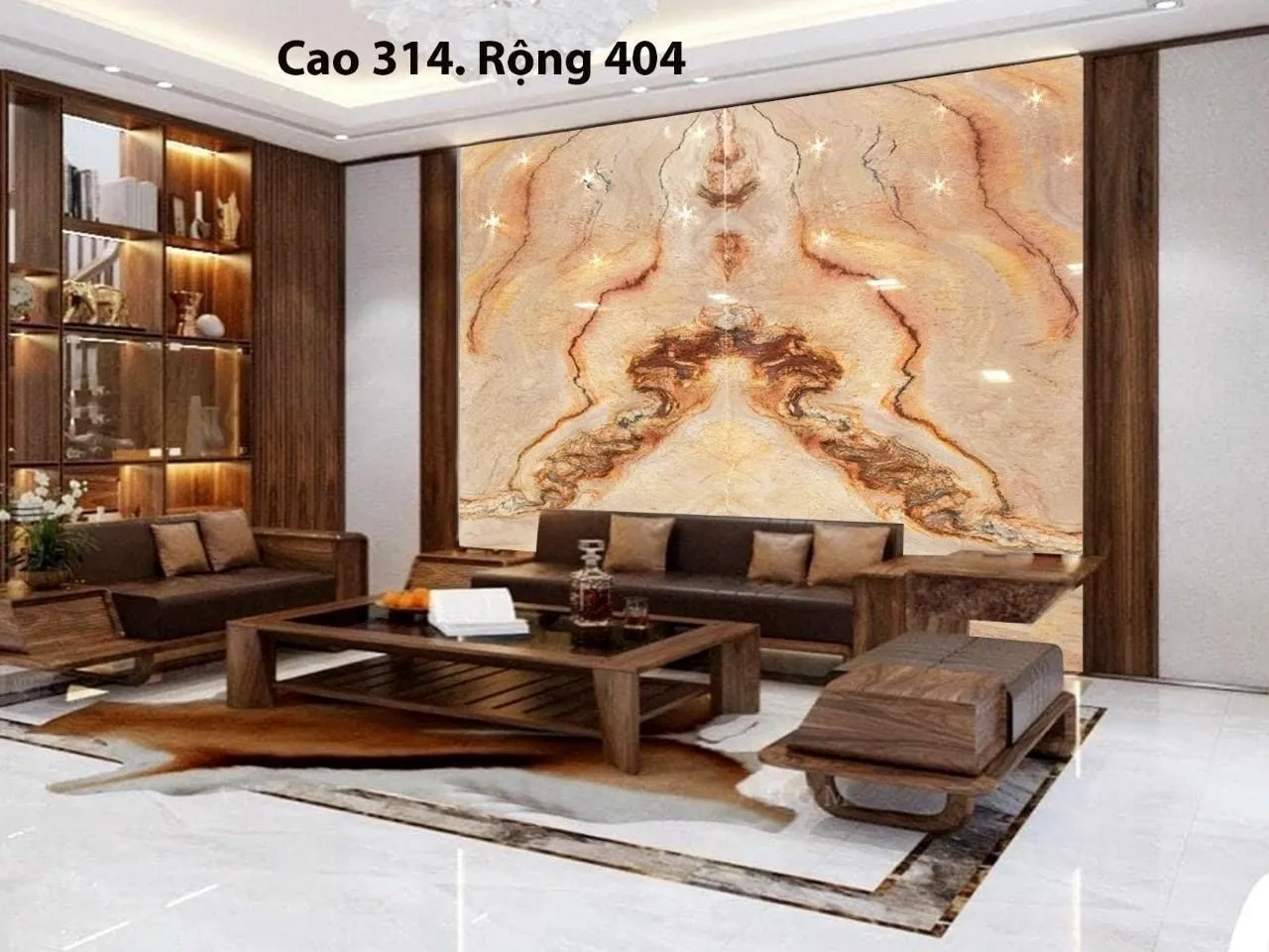 Tranh đá ốp tường thạch anh trong không gian làm việc