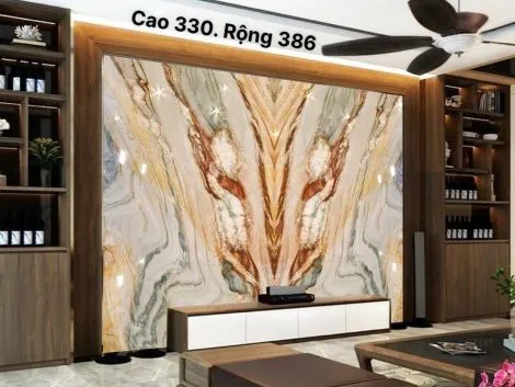 Tranh Đá Đối Xứng Thạch Anh Xuyên Sáng Nền Xám Ánh Đỏ CN 02