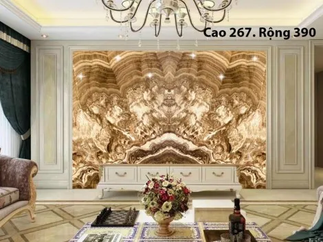 Tranh Đá Đối Xứng Onyx Xuyên Sáng Ốp Tường Màu Nâu CN 4