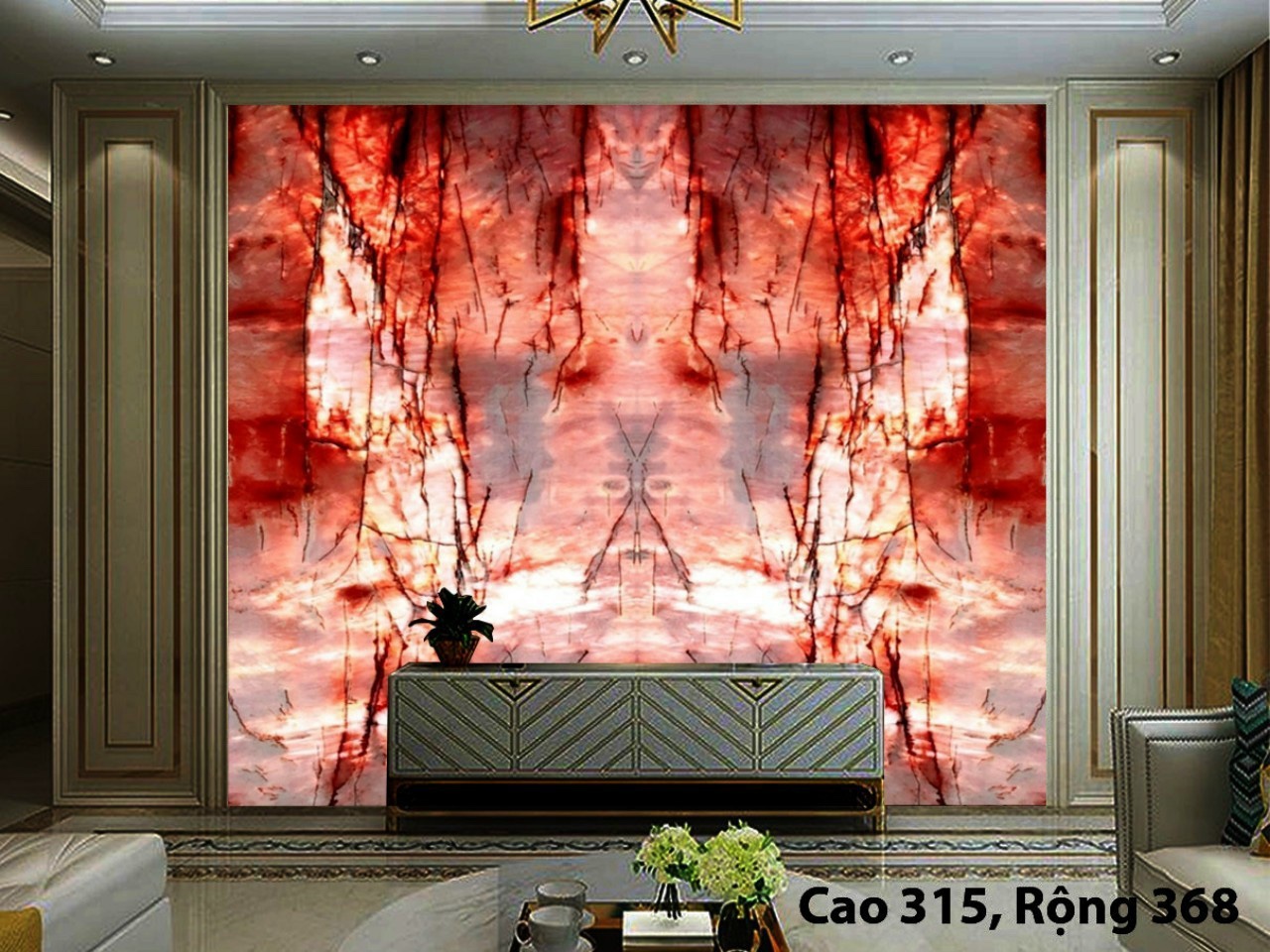 Tranh đá xuyên sáng màu hồng đỏ