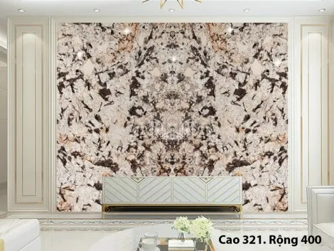 Tranh Đá Đối Xứng Thạch Anh Xuyên Sáng Ốp Tường Màu Kem CN 01