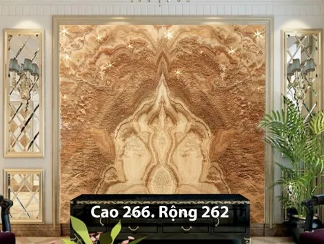 Tranh Đá Đối Xứng Onyx Xuyên Sáng Ốp Tường Màu Nâu CN 08