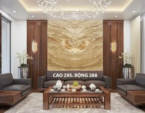 Tranh Đá Đối Xứng Onyx Xuyên Sáng Ốp Tường Màu Kem CN 03 