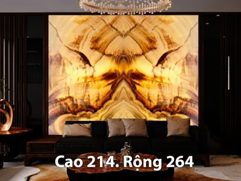 Tranh Đá Đối Xứng Onyx Xuyên Sáng Ốp Tường Màu Kem CN 06
