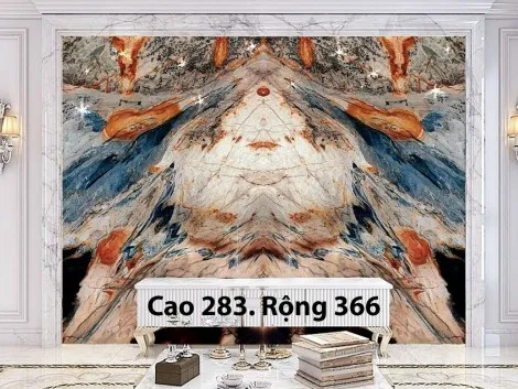 Tranh Đá Đối Xứng Thạch Anh Xuyên Sáng Màu Xanh