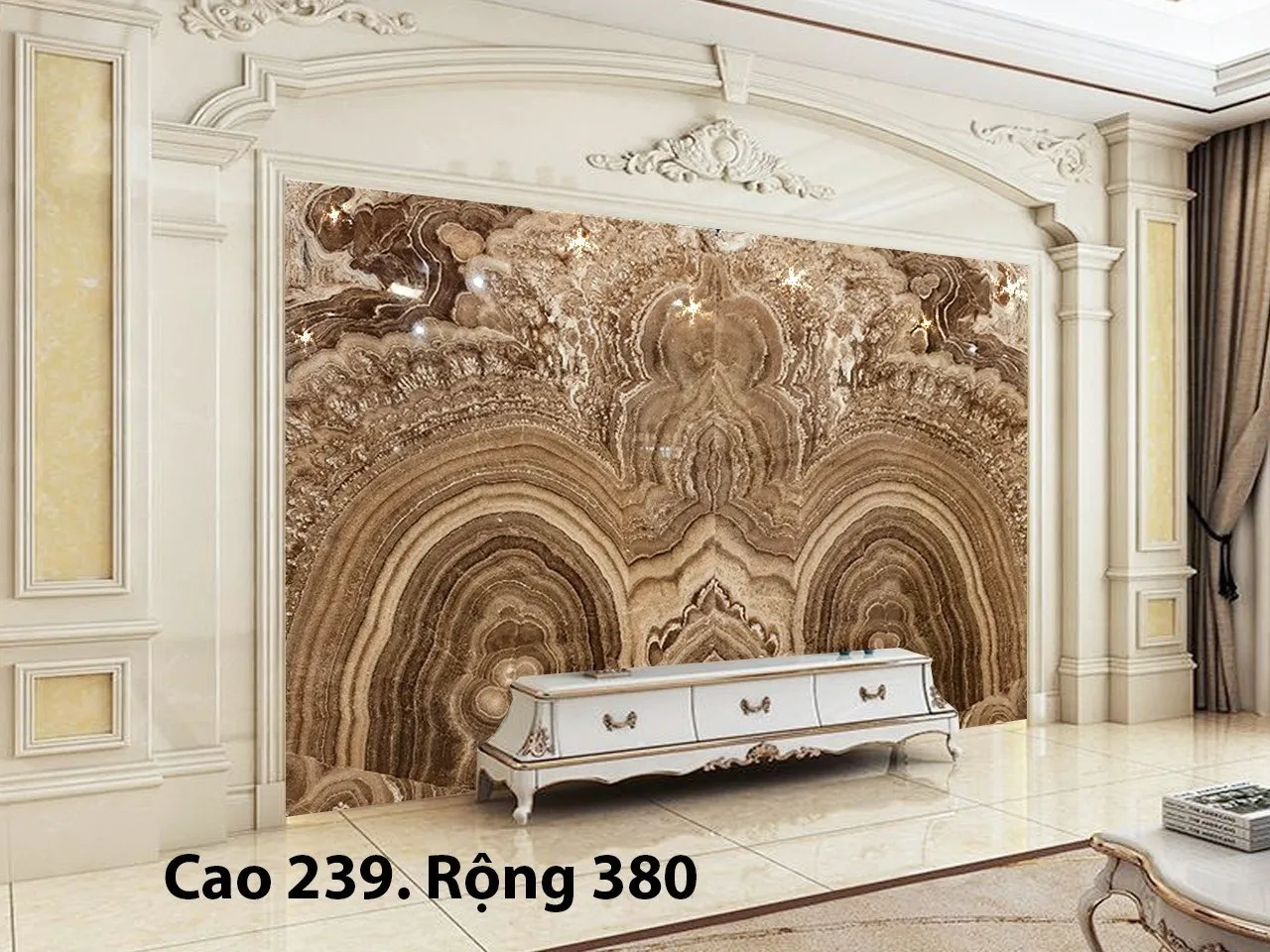 Tranh Đá Xuyên Sáng Onyx Màu Nâu Đậm