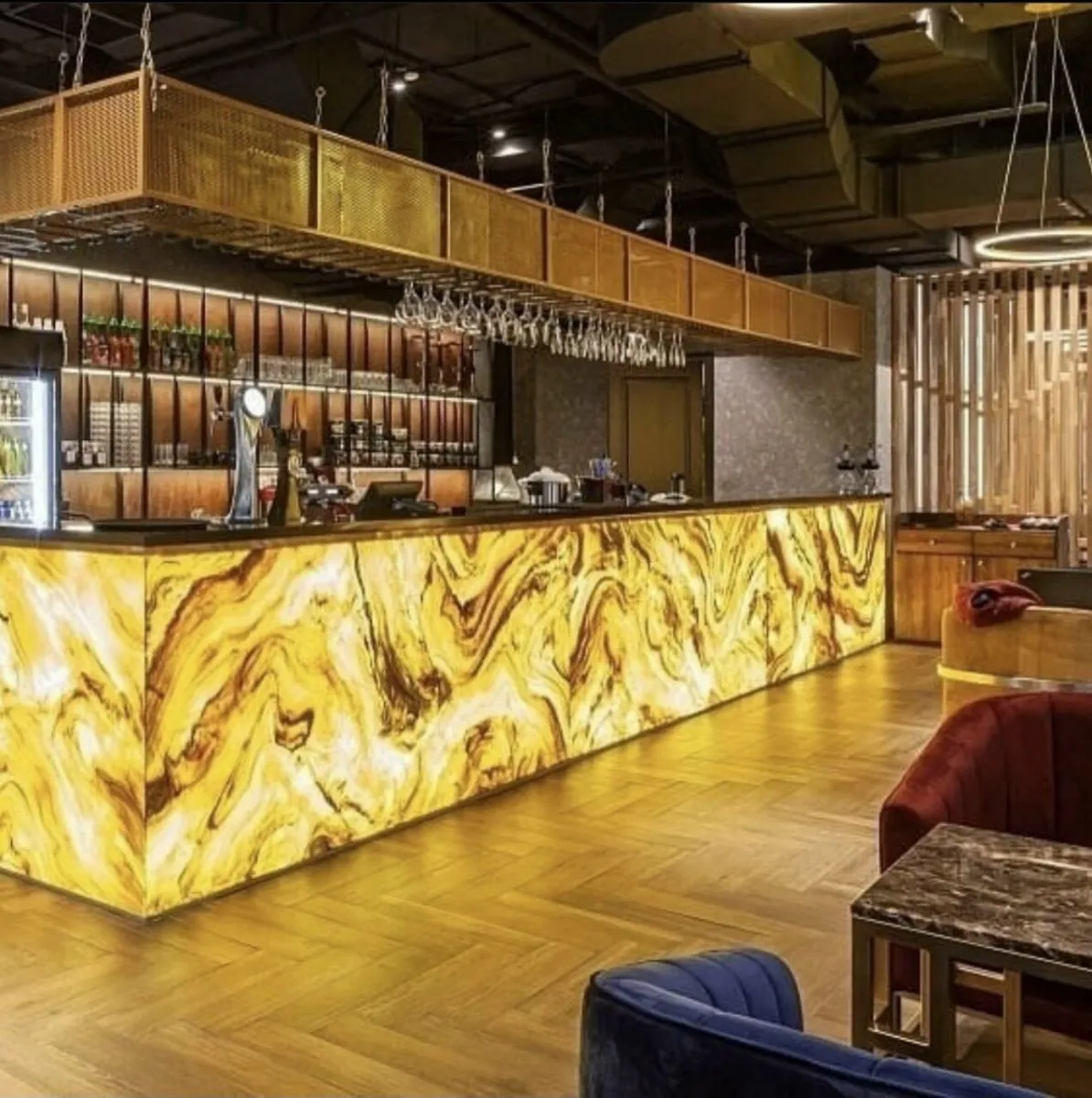 Tranh Đá Xuyên Sáng Onyx Màu Vàng Ốp Tường