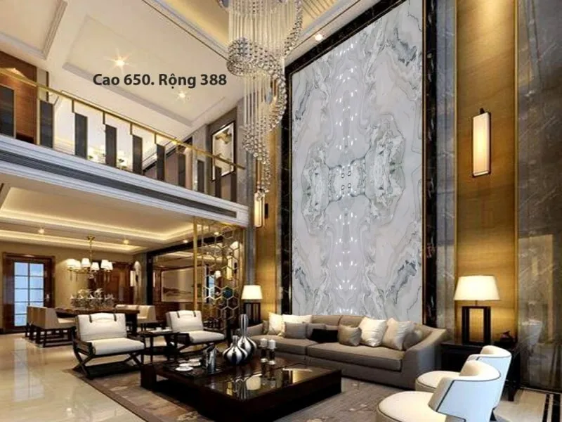Vách thông tầng được thiết kế đá tự nhiên.