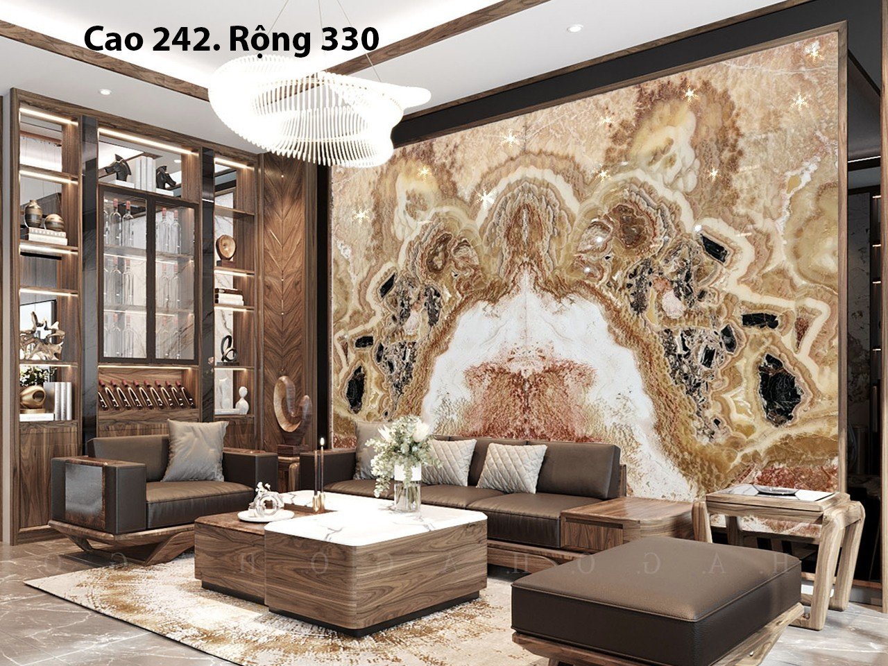 tranh đá xuyên sáng màu nâu đất