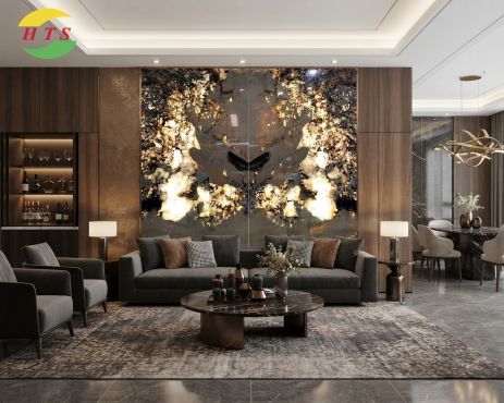 Tranh Đá Thạch Anh Xuyên Sáng Màu Kem HTS 360