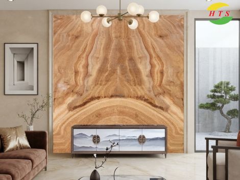 Tranh đá đối xứng Marble màu nâu gỗ