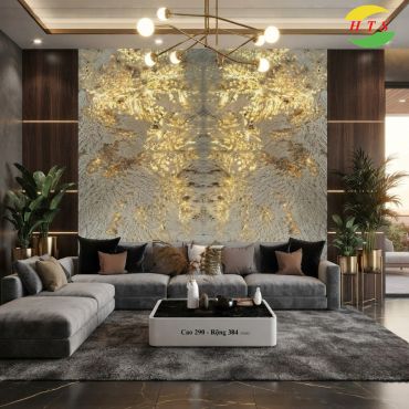 Tranh Đá Đối Xứng Granite Xuyên Sáng Ốp Tường Màu Trắng CN  02