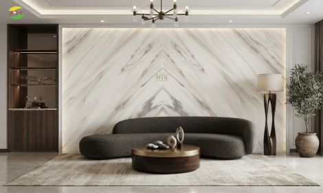 Tranh Đá Xuyên Sáng Marble Màu Trắng HTS 43