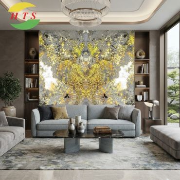 Tranh Đá Thạch Anh Xuyên Sáng Hoa Mai Vàng HTS 008