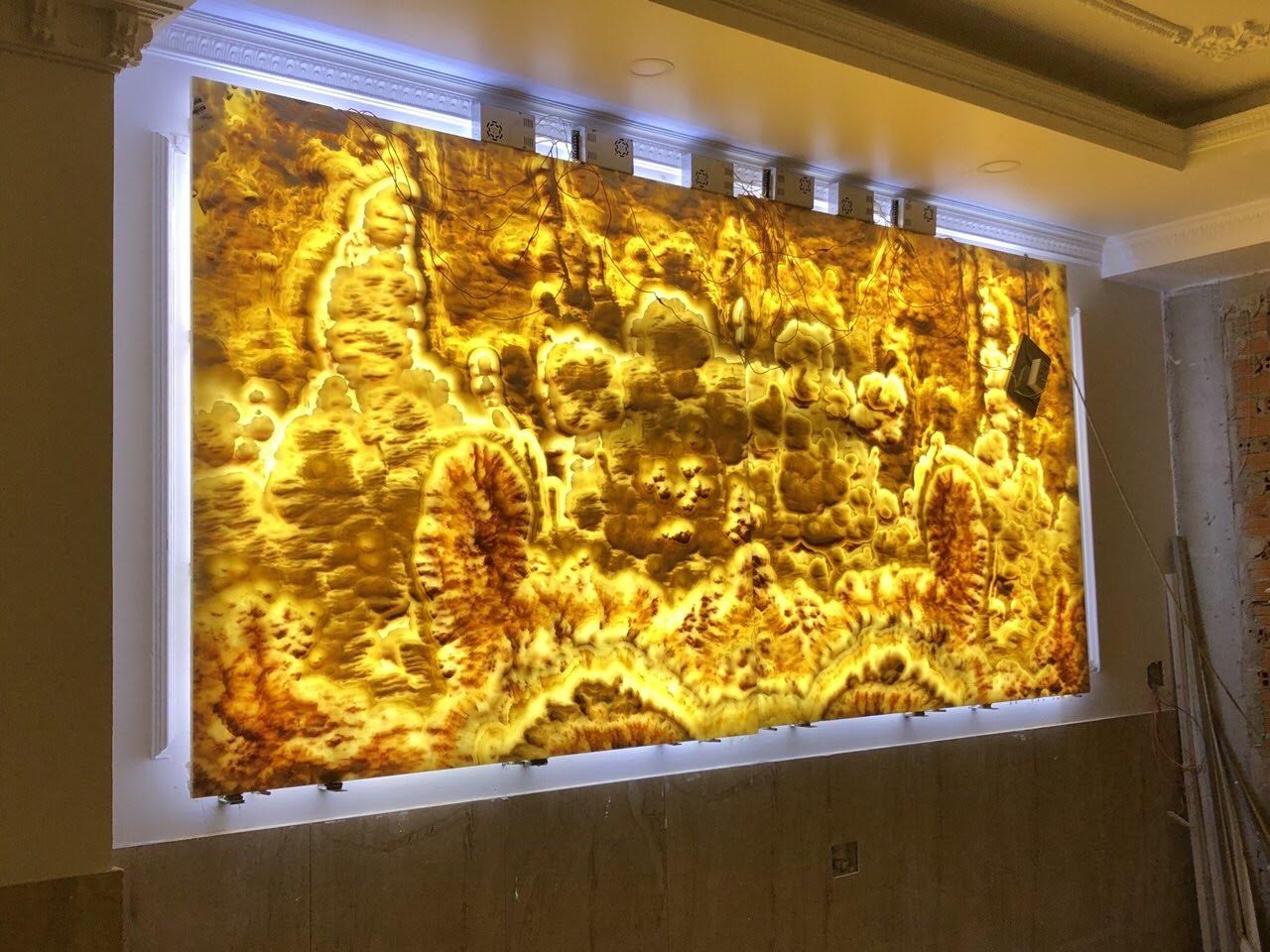 tranh đá sơn thủy màu vàng nâu