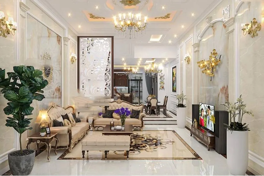 Mẫu phòng khách có cầu thang
