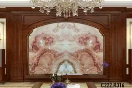 Tranh đá đối xứng xuyên sáng màu trắng đỏ vàng 