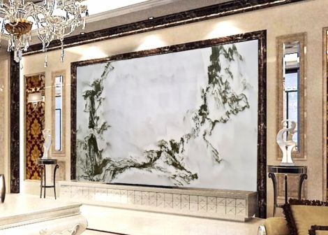 Tranh Đá Sơn Thuỷ Màu Trắng Đen 