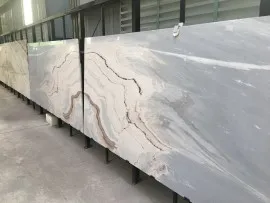 Tranh Đá Đối Xứng Marble Màu Xám Trắng