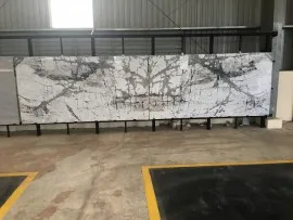 Tranh Đá Đối Xứng Tự Nhiên Marble Màu Trắng Vân Đen 03