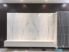 Tranh Đá Đối Xứng Marble Màu Trắng Sứ