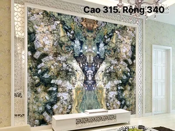 Tranh Đá Granite Đối Xứng Ốp Tường Phòng Khách