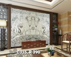 Tranh Đá Granite Đối Xứng Màu Trắng Xám 