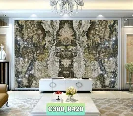Tranh Đá Granite Màu Trắng Vân Nâu Vàng