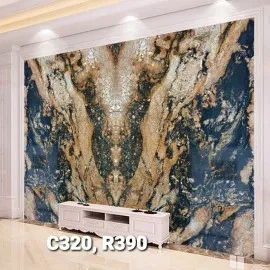 Tranh Đá Granite Màu Vàng Vân Xanh 