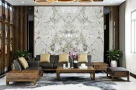 Tranh Đá Granite Tự Nhiên Màu Trắng Vân Xám