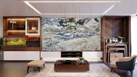 Tranh Đá Granite Màu Xanh Trắng