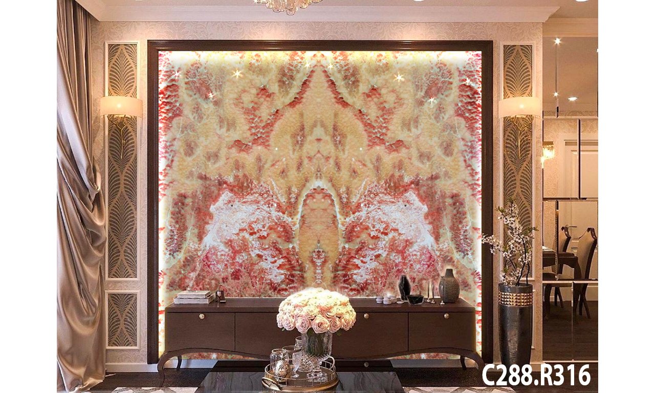 Tranh Đá Onyx Màu Đỏ: Lựa Chọn Hoàn Hảo Cho Phòng Khách Của Người Mệnh Hỏa