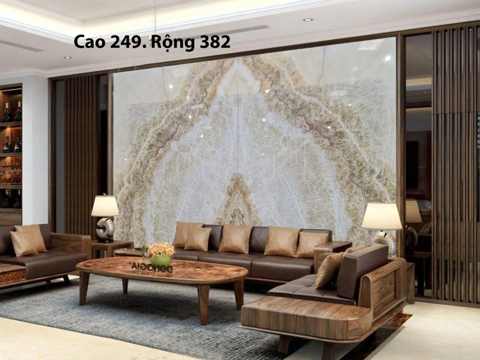 Tranh Vân Đá Đặt Tại Vị Trí Vách Ngăn Trong Phòng Khách