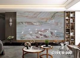 Tranh Đá Thạch Anh Màu Trắng Ốp Tường Phòng Khách