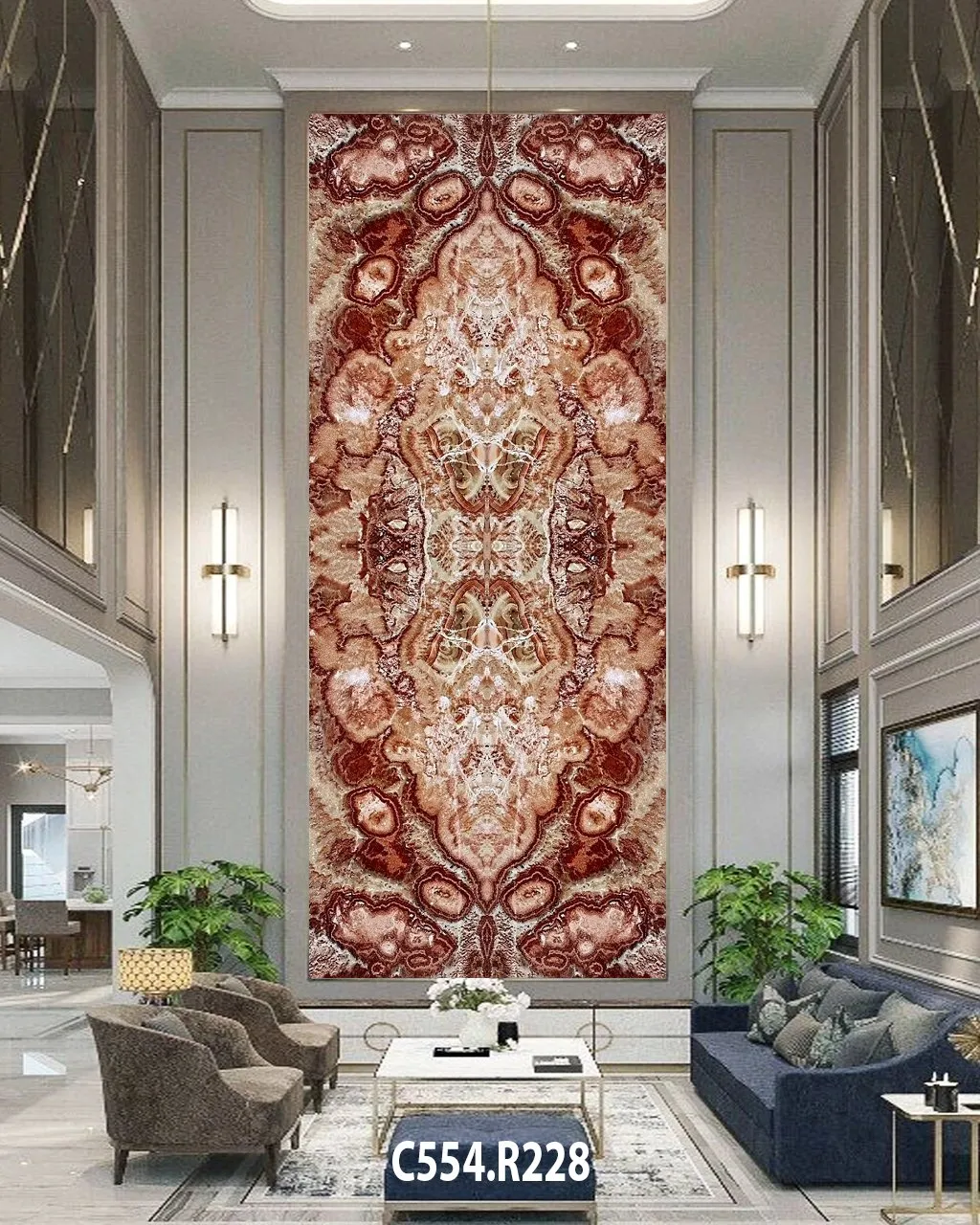 Tranh Đá Xuyên Sáng Onyx Nhân Tạo Đối Xứng