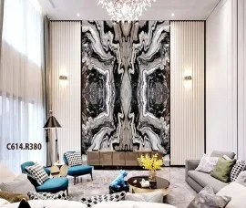 Tranh Đá Thông Tầng Vân Trắng Đen