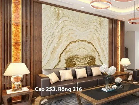 Tranh đá ốp tường sau ghế sofa