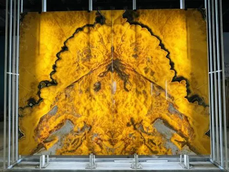 Tranh Đá Xuyên Sáng Onyx Màu Vàng Ốp Tường 