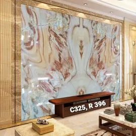 Tranh Đá Đối Xứng Màu Trắng Đỏ