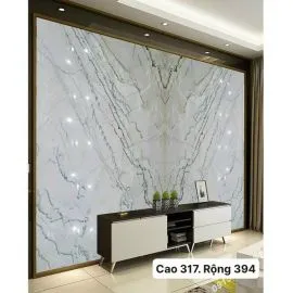 Tranh Đá Marble Đối Xứng Màu Trắng Ốp Tường 