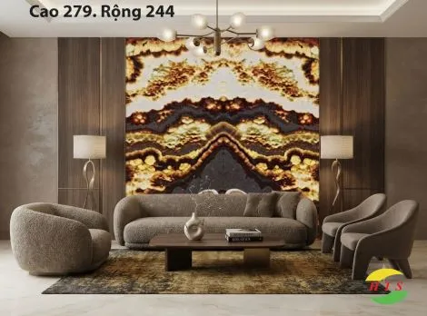 Tranh Đá Xuyên Sáng Onyx Màu Vàng Nâu-HD-02